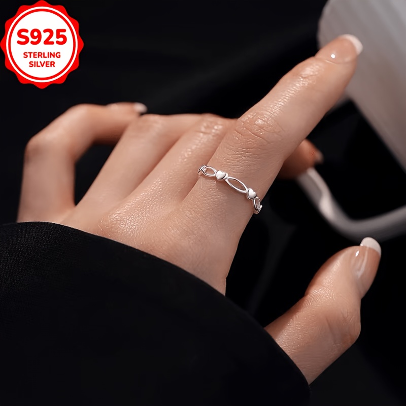 S925 Silver Adjustable Heart Ring — Versatile Gift